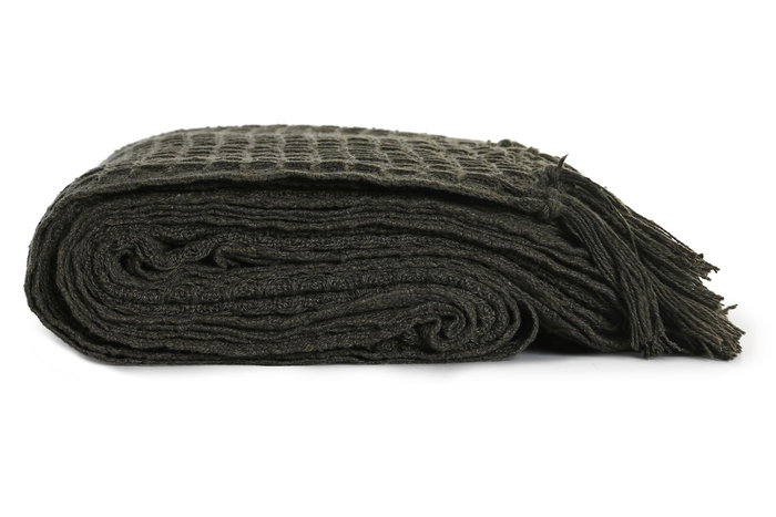 Plaid Basicos DKD Home Decor Verde Musgo Beige 200 x 0.5 x 150 cm (4 Unidades)