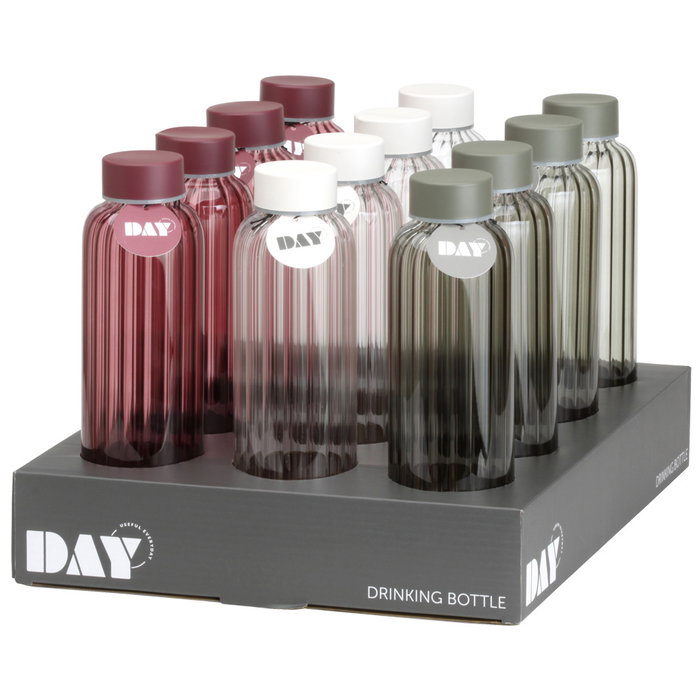 Day Botella de Vidrio 500 ml con Tapón de Silicona - Colores Surtidos: Burdeos, Verde Oliva, Crema