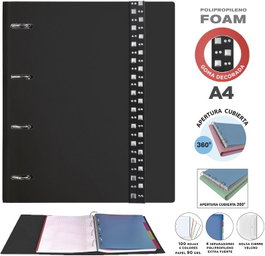 SENFORT Carpebloc Ringbook Foam A4 con 4 anillas de 35 mm y recambio, negro