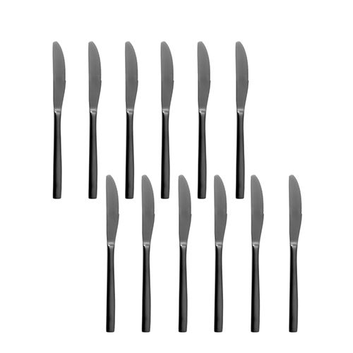 SUMMA Cuchillo de Mesa SINXELO Satin Negro - 220 mm, Acero Inoxidable 18/10, Apto para Lavavajillas, Acabado PVD de Alta Resistencia, Incluido en la Colección de Cubertería (Set de 12)