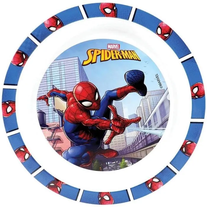 Fun House Vajilla Spiderman FUN3524550064741 - Vaso, plato Ø22 cm y Ø16 cm, cubiertos, botella agua y caja aperitivos