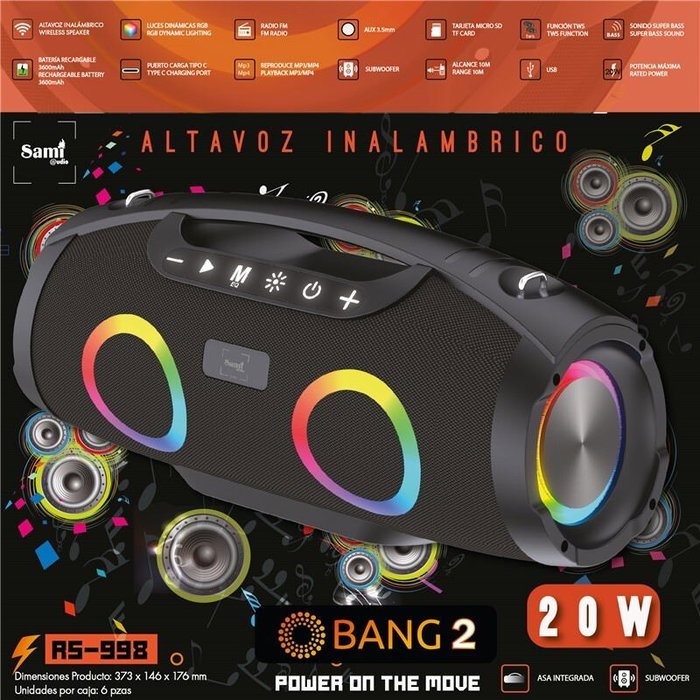 SAMI Bang 2 Altavoz Multimedia con Luz RGB Dinámica - Altavoz Sami Bang 2 Multimedia