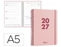 Liderpapel Agenda de oficina 2027 Espiral Basic Semana Vista A5 Rosa Bilingüe