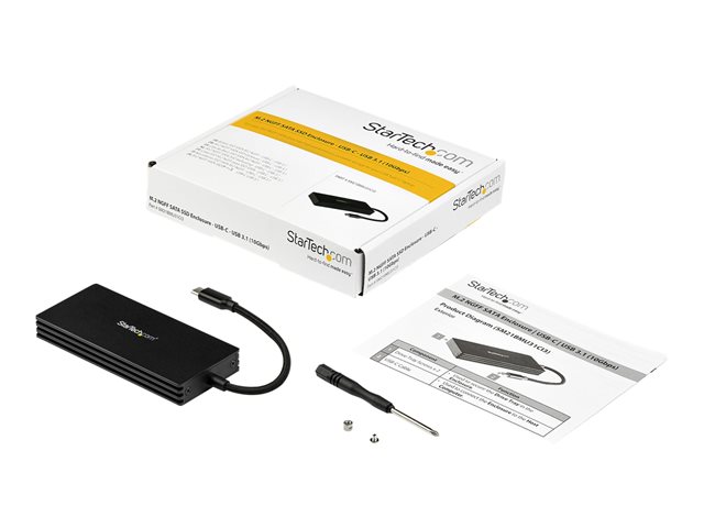 Startech Caja USB 3.1 (10 Gbps) USB-C para SSD M.2 SATA - Caja Externa Portátil de Aluminio