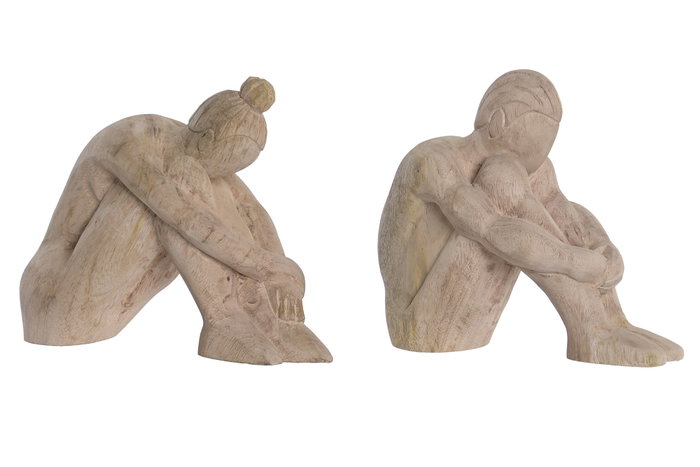 DKD Home Decor Figura Mango Natural Pack de 2