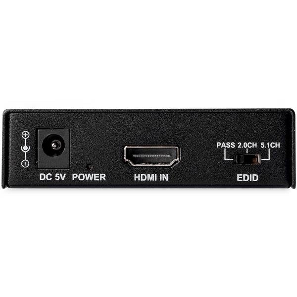 StarTech HD202A Extractor de Audio HDMI 4K 60Hz con Salida Toslink Óptica y RCA, HDR, Compatible con HDMI 2.0 y HDCP