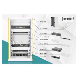 Digitus Rack de Pared para Redes 254 mm (10") 12U, 312x300mm (Ancho x Profundidad), Gris, Cerrado con Cerradura y Rieles
