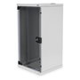 Digitus Bastidor de Red Rack 12U de Pared Cerrado 592mm Altura, con Puerta de Vidrio, Rieles y Bloqueo, Color Gris, 312x300mm (Ancho x Profundidad)