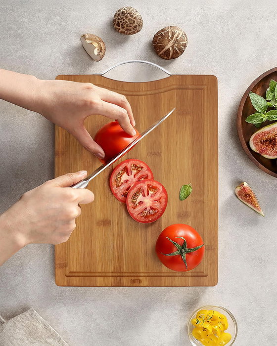 Quttin Tabla Cortar Bambu Dark C/Asa 29.3 cm x 20.3 cm (18 Unidades)