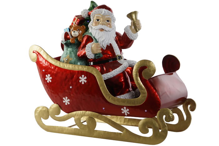 DKD Home Decor Trineo Navidad Tradicional Rojo Multicolor 26 x 60 x 64 cm