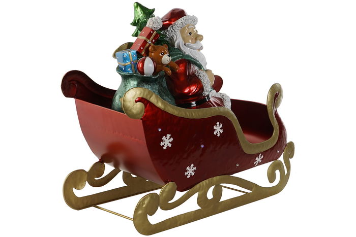 DKD Home Decor Trineo Navidad Tradicional Rojo Multicolor 26 x 60 x 64 cm