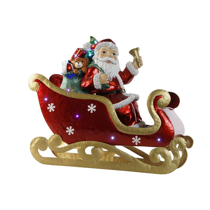 DKD Home Decor Trineo de Papá Noel con LED Rojo y Multicolor DKD Home Decor Trineo de Papá Noel con LED Rojo y Multicolor