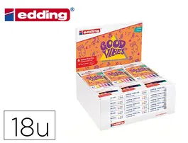 Edding Rotulador 1200 Punta Fibra, Expositor con 18 Cajas de 6 Colores Surtidos