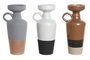 DKD Home Decor Set de 3 Jarrones de Porcelana Surtidos en Gris, Terracota y Blanco