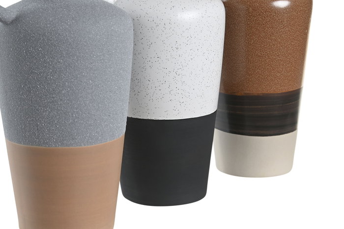 DKD Home Decor Set de 3 Jarrones de Porcelana Surtidos en Gris, Terracota y Blanco DKD Home Decor Set de 3 Jarrones de Porcelana Surtidos en Gris, Terracota y Blanco