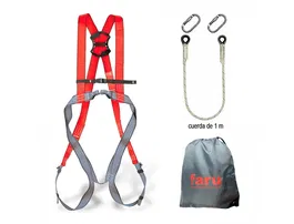 Faru Arnés Anticaídas P30F Cuerda C170 (1m) 2 Mosquetones Virola y Bolsa Porta Arnés Seguridad Trabajo