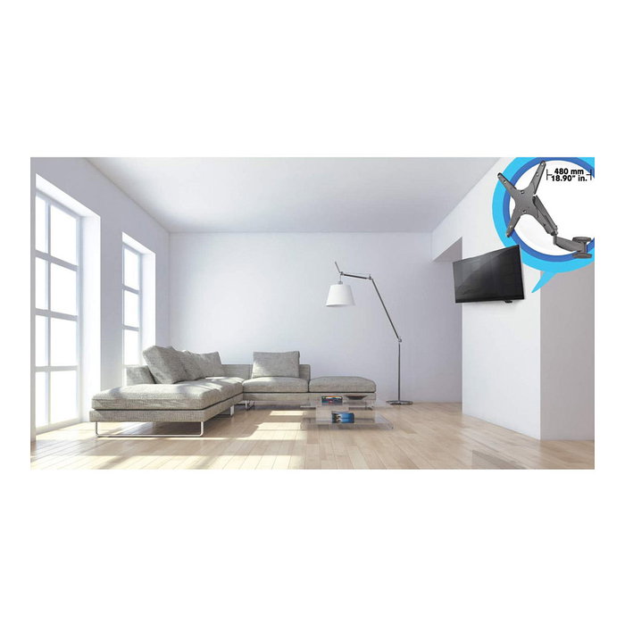 MANHATTAN Soporte de TV de pared con pistón a gas y articulación esférica, para pantallas de 21"-60" (53,3-152,4 cm) y hasta 30 kg, Negro