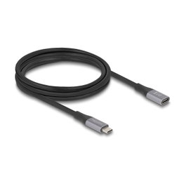 DeLOCK 81202 Cable de extensión USB4 Gen 2x2 USB Type-C a USB Type-C, 2 m, Gris/Negro