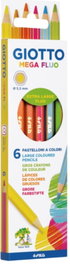 Giotto Estuche 6 Lápices de Colores Mega Fluor de Madera Hexagonal