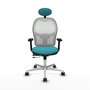 PIQUERAS Y CRESPO Silla de oficina Jorquera con mecanismo Sincro/Traslack, Turquesa y Blanco