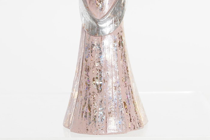DKD Home Decor Figura Navidad Fantasía Ángel Decorativa Resina Rosa Plateado para Hogar y Regalo 7x18x8 cm (2 Unidades)
