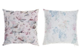 DKD Home Decor Cojín de Poliéster Flores Multicolor Surtido de 2