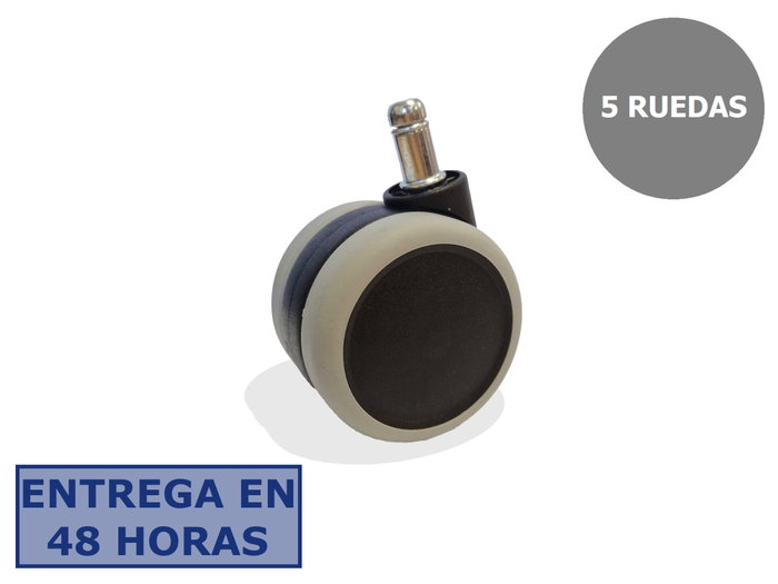 PIQUERAS Y CRESPO Kit de 5 ruedas de nailon con rodadura engomada 65mm, perno 11mm