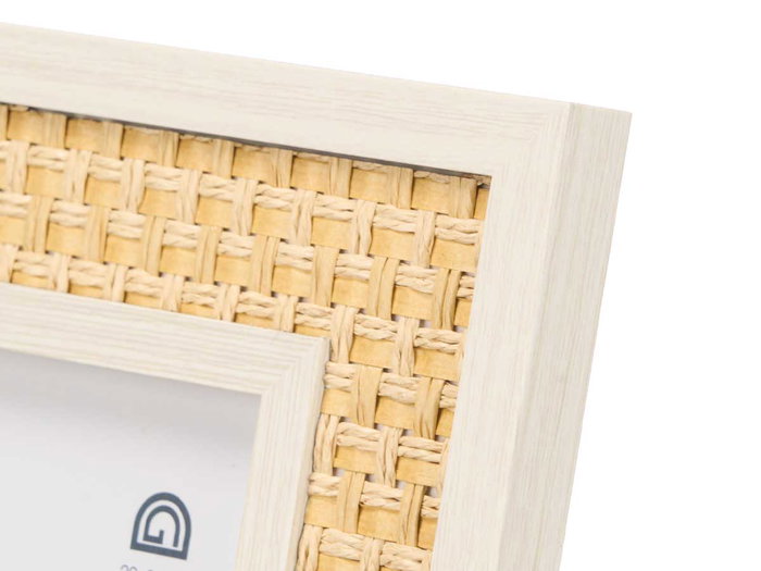 Giftdecor Portafotos Natural Cuerda Madera MDF y Vidrio Blanco y Natural 15 x 20 cm (Set de 12)