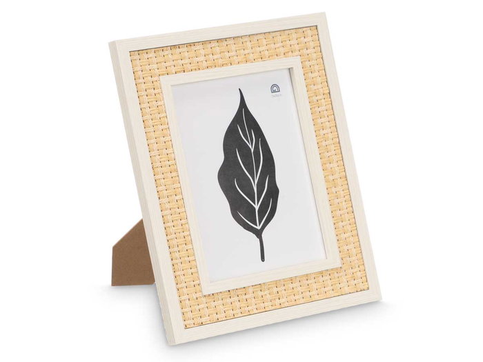 Giftdecor Portafotos Natural Cuerda Madera MDF y Vidrio Blanco y Natural 15 x 20 cm (Set de 12)