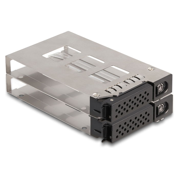 DeLOCK Bandeja para 2 SSD U.2 NVMe de 2.5" en marco de 5.25", Slim Bay, Negro, Micro SAS/SATA, Metal, Incluye Tornillos