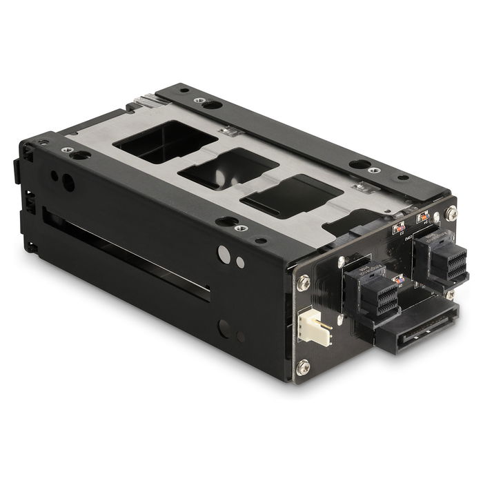 DeLOCK Bandeja para 2 SSD U.2 NVMe de 2.5" en marco de 5.25", Slim Bay, Negro, Micro SAS/SATA, Metal, Incluye Tornillos
