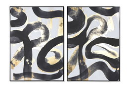 DKD Home Decor Cuadro Abstracto de 2 Piezas, Enmarcado, 103x4,5x143 cm