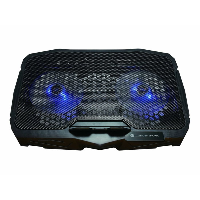 Conceptronic THANA07B Base de refrigeración para portátiles de hasta 17 pulg. con 2 ventiladores e iluminación azul Conceptronic THANA07B Base de refrigeración para portátiles de hasta 17 pulg. con 2 ventiladores e iluminación azul