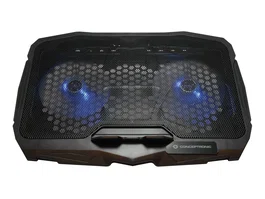 Conceptronic THANA07B Base de Refrigeración para Laptop 43.2 cm (17") con 2 Ventiladores USB, Iluminación LED Azul, Ergonómica, Negro