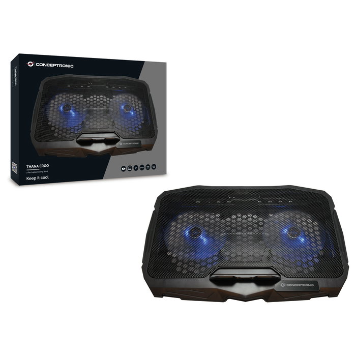 Conceptronic Base refrigerante ergonómica con 2 ventiladores para portátil de 17" Conceptronic Base refrigerante ergonómica con 2 ventiladores para portátil de 17"