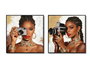 DKD Home Decor Set de 4 Cuadros Lienzo Diseño Cámara Fotográfica Marrón y Dorado