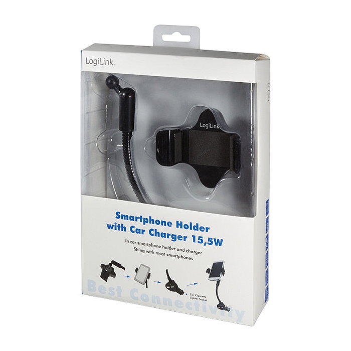 LogiLink Soporte y cargador de smartphone para coche, 15.5W