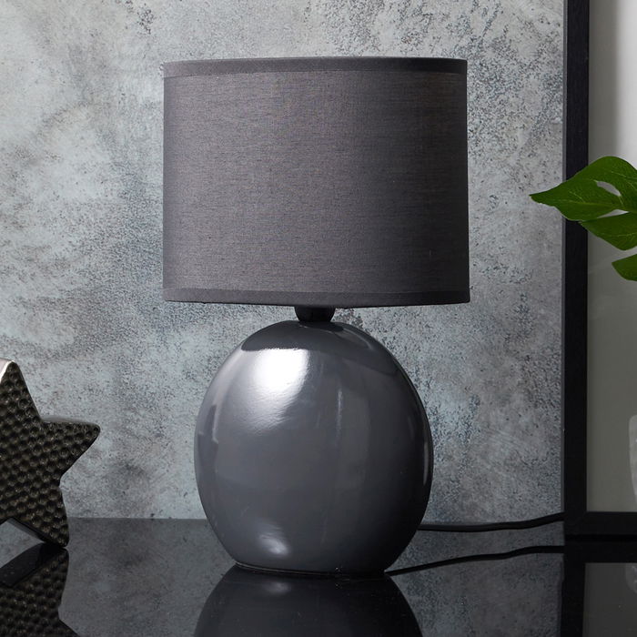 Home Deco Factory Lámpara Mesa Ovalada Gris Colección Essentiel Cerámica