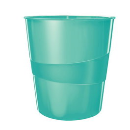 Papelera Plastico Cerrada Leitz Wow 15L Turquesa