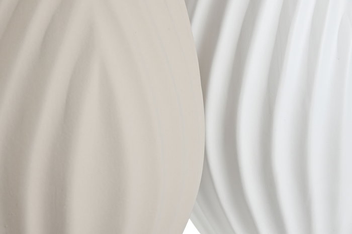 DKD Home Decor Set de 2 Jarrones de Gres Artesanal Beige y Blanco 24x24x40 cm