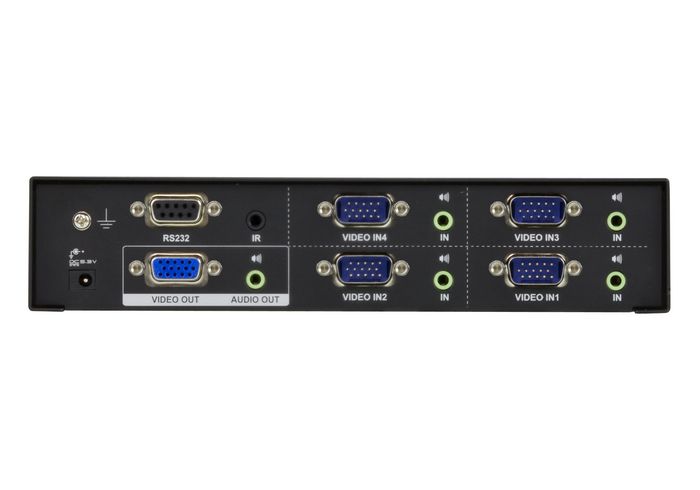 Aten VS0401 Switch VGA/Audio de 4 Puertos para Conmutación de Fuentes de Audio y Vídeo en Salas de Reuniones y Presentaciones