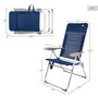 Aktive Silla de playa alta multiposición plegado Slim azul marino