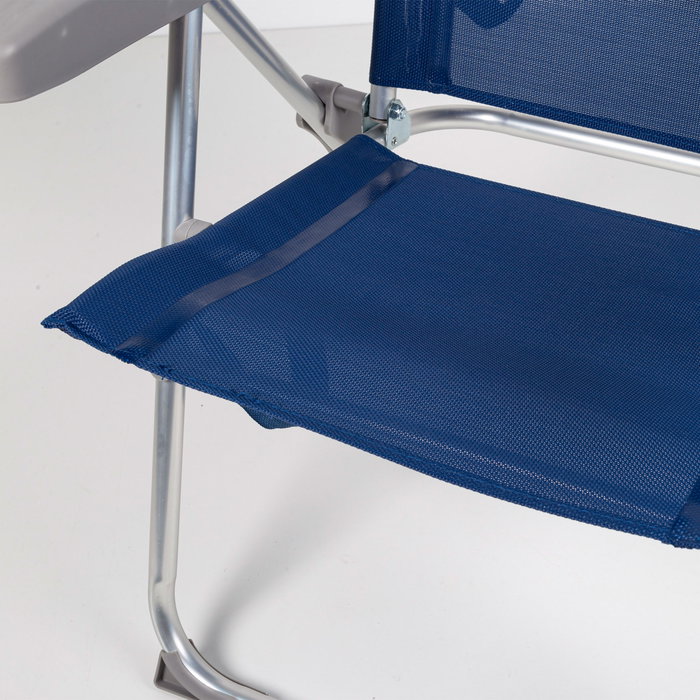 Aktive Silla de playa alta multiposición plegado Slim azul marino