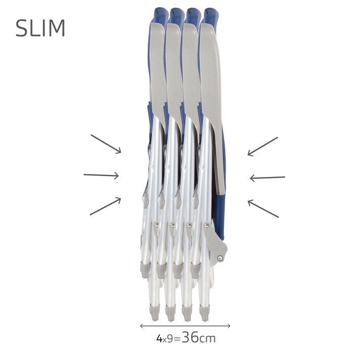 Aktive Silla de playa alta multiposición plegado Slim azul marino