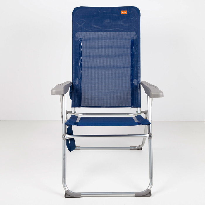 Aktive Silla de playa alta multiposición plegado Slim azul marino