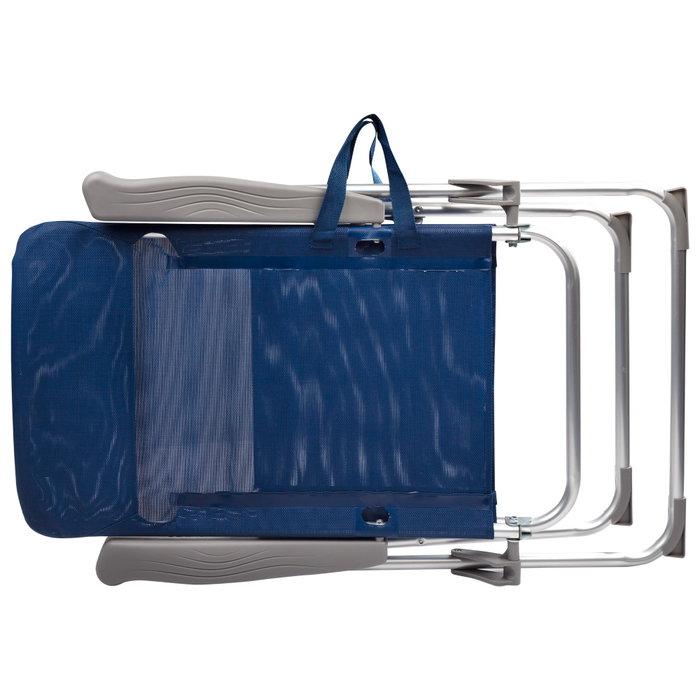 Aktive Silla de playa alta multiposición plegado Slim azul marino