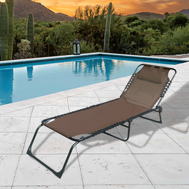Marbueno Pack de 2 Tumbona Plegable Acero Cojin Jardin y Piscina 190X58X27 Marron MARBUENO SUMMER 10001X2