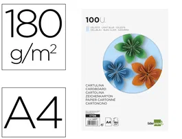 Liderpapel Cartulina A4 180g/m2 Celeste Paquete 100 Hojas