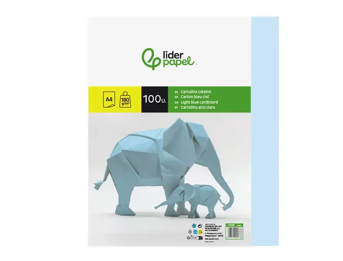 Liderpapel Cartulina A4 180g/m2 Celeste Paquete 100 Hojas