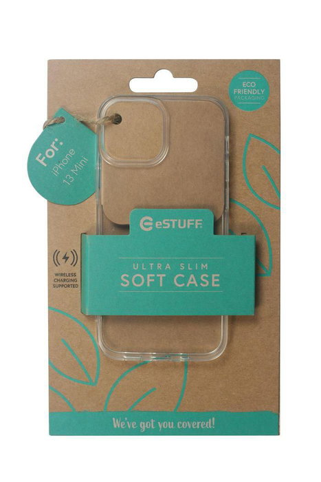 eSTUFF Funda TPU Transparente para iPhone 13 mini - Delgada, Ligera y Compatible con Carga Inalámbrica